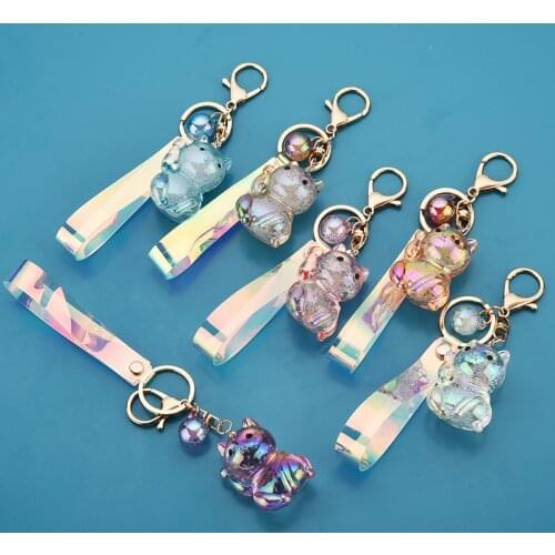 New Acrylic Symphony Crystal Lucky Cat Keychain Pendant Kitty Keychain Creative Event Party Fashion Gift
