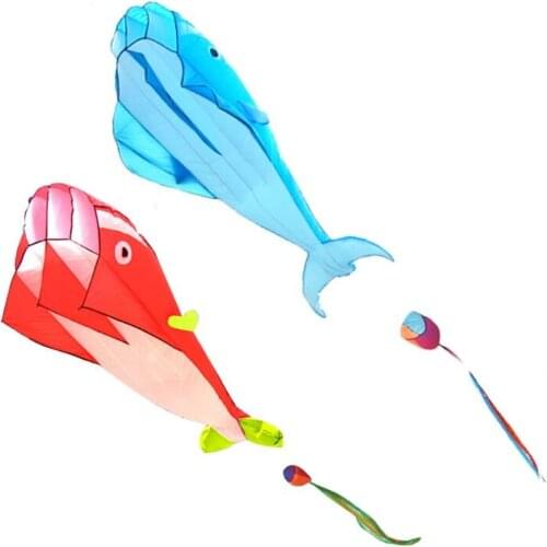 Y55B 3D Large Blue Dolphin Breeze Beach Kites Frameless Soft Entertainment Sports Family Outdoor Holiday Parent-child Activities