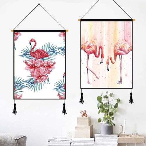 Flamingo Poster Canvas Paintings Beach Floral Wall Art Scroll Pictures Pink Hawaii Party Decoration Home Decoration Accessories