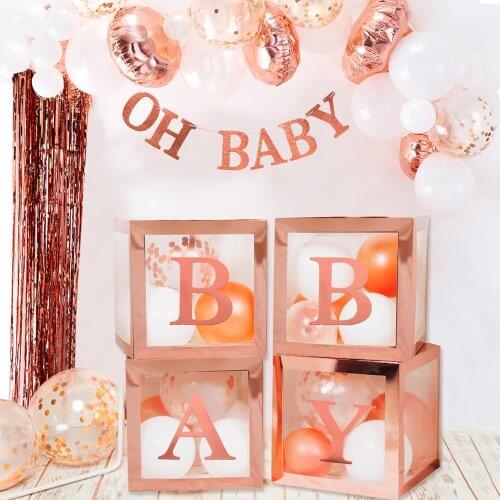 Baby Shower Transparent Box Baby Shower Decorations Baby Christening 1st Birthday Wedding Party Deco Balloon Box Babyshower girl