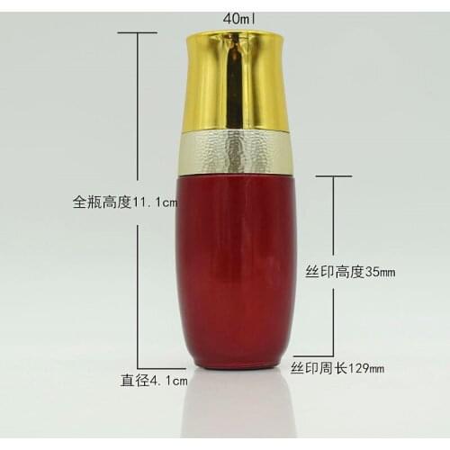 40ml Red glass lotion bottles with lotion pump empty cosmetic bottle Essence liquid Skin Care Empty cosmetic container 50pcs
