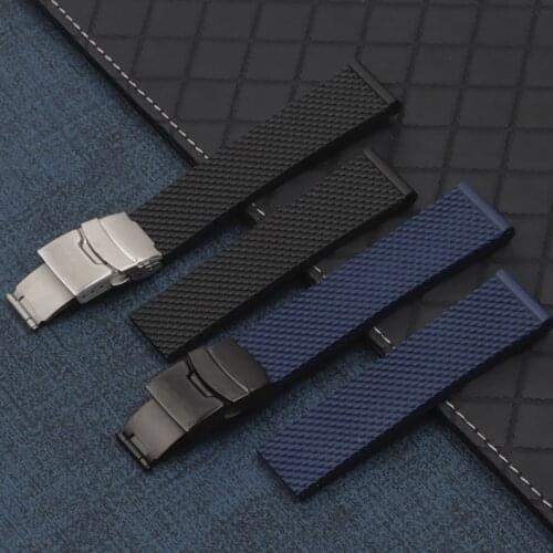 Top Watchband Soft Silicone Rubber Black dark blue 22mm 24mm For Navitimer/Avenger/Breitling Strap Wristband Watch Band Tools