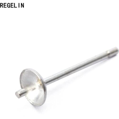 REGELIN 925 Sterling Silver Earrings Settings 3/4/5/6mm Blank Round Base Cabochon Stud Ear Bowl Base Posts Pure Silver Earring