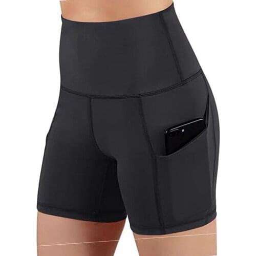 WHOUARE Women Shorts for Cycling Yoga Sport High Waist Gym Fitness Essentials Side Pockets Elasticity Slim Yoga Shorts