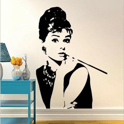 Audrey Hepburn Vinyl Wall Stickers Classic Human Angel Wall Decal for Bedroom Home Decoration Wall Art Living Room Decor A885