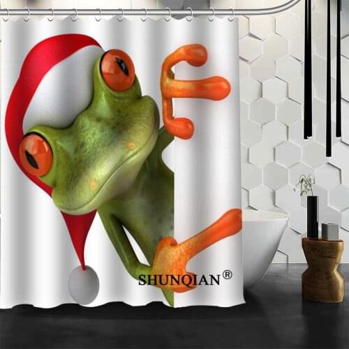 New Custom Frog 3d Funny Shower Curtains Polyester Bathroom Waterproof Bath Curtain Size 150X180cm165X200cm180X200cm