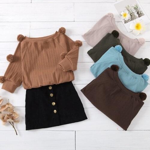 Winter Clothes For Girls 2Pcs Autumn Party Kids Suit For Girl Fashion Cotton Long-sleeved Fur Ball+Dress Outfits Girl Clothing