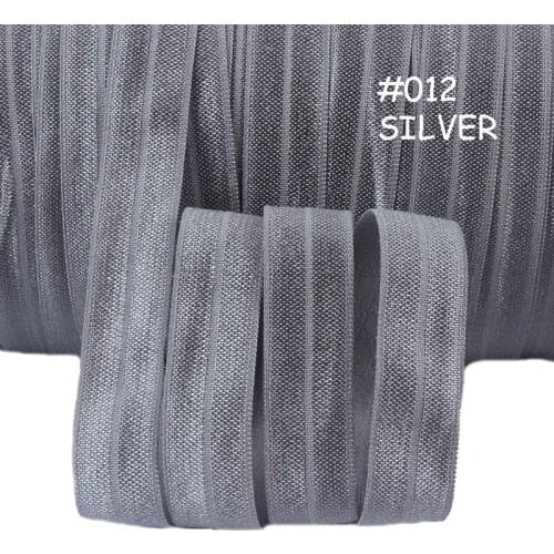 #012 silver fold over elastic, 5/8" elastic ribbon, 100 yards per roll fold over elastic