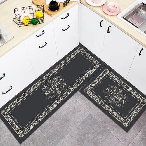 2pcs Kitchen Mat Cheaper Anti-slip Modern Area Rugs Living Room Europen pattern printed anti-slip floor mat 16x24+16x48IN