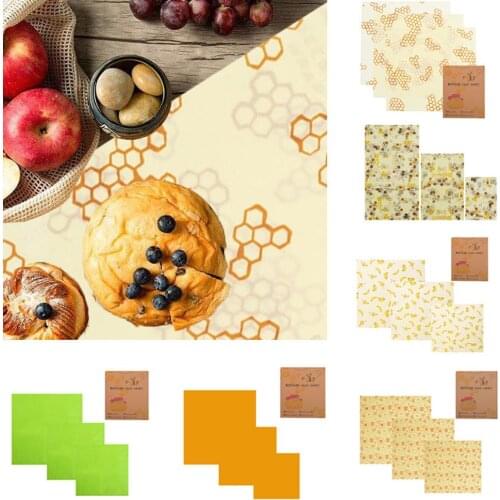 3pcs/set Reusable Beeswax Food Wrap Food Storage Covers Organic Beeswax Wrap Reusable Eco-Friendly Wrap Stretch Kitchen Tools
