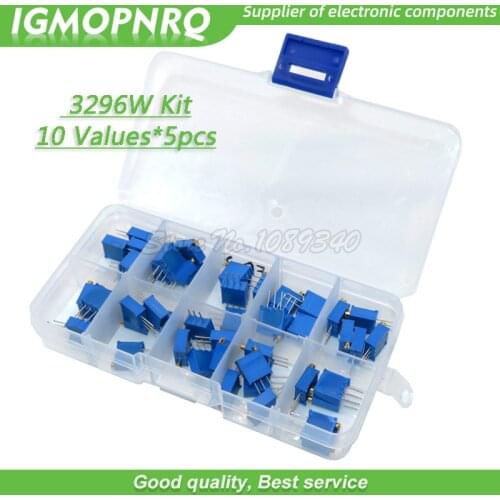 3296W Kit Multiturn Trimmer Potentiometer 3296W-1-103LF with box 500 ohm 1k 2k 5k 10k 20k 50k 100k 200k 500k 501 102 202 502 103