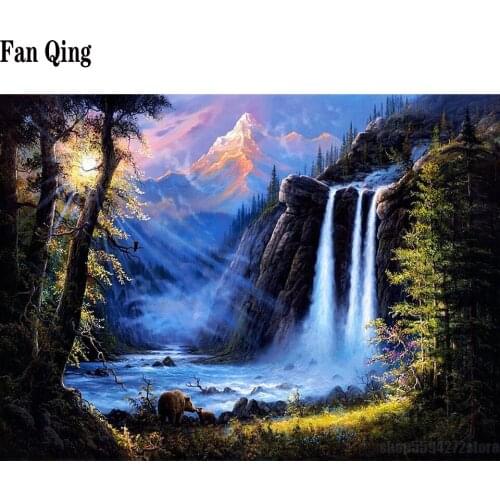 5D Diy Diamond Painting Full Square Round Rhinestone Natural Scenery Waterfall Embroidery Mosaic Cross Stitch Home Decor