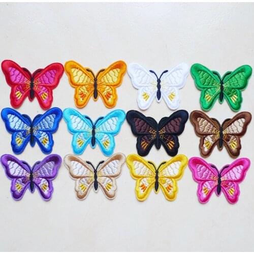 High quality 1Pcs Iron On Patches For Clothing Multicolor Butterfly Embroidery Patch DIY Appliques Badge Stickers For Clothes