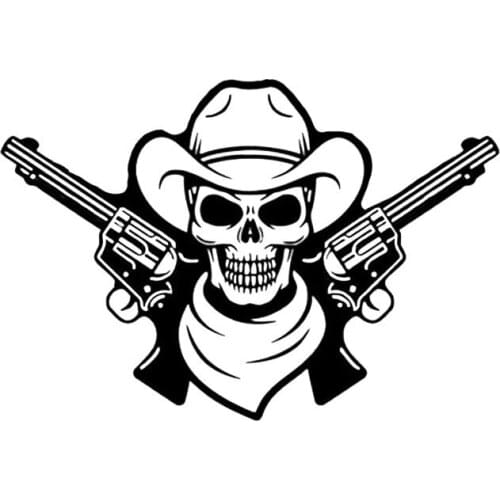 Car Stickers The Coolest Guns and Skull Graphics PVC Car Decoration Accessories Stickers Waterproof Black/white,17cm*12cm