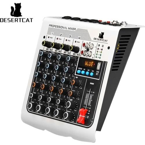 DESERTCAT Wireless Professional 6-Channel Audio Mixer Portable Sound Mixing Console USB MP3 Computer Input 48V Phantom Power