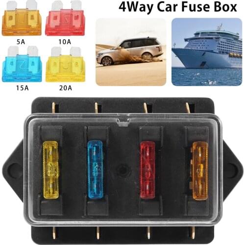 1pcs 4 Way Fuse Box DC 12V 24V 40A Circuit Car Trailer Auto Blade Fuse Box Block Holder ATC ATO Fuse Holder with 4 Fuse