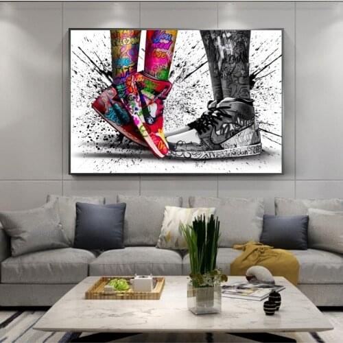 Shoes Graffiti Art Painting Modern Sofa Background Wall Decoration Painting For Living Room Dining Room Decor