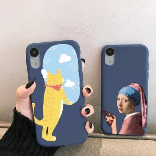 Funny Spoof Mona Lisa Dollar Cat Phone Case For Iphone 6 6s 7 8 Plus XR X XS XSmax 11 12 Pro Mini Max Candy Purple Cover