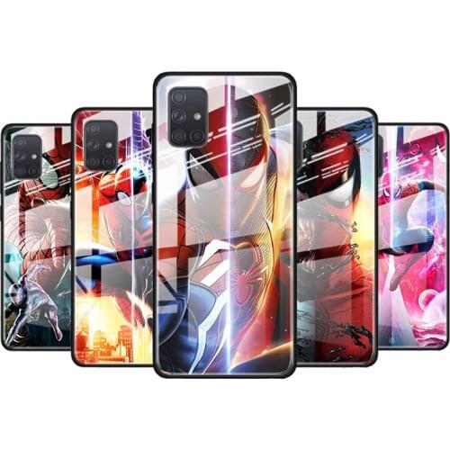 Marvel Spiderman Art for Samsung Galaxy S21 Ultra A71 A51 4G 5G A91 A81 A41 A31 A21 A11 A01 Tempered Glass Phone Case