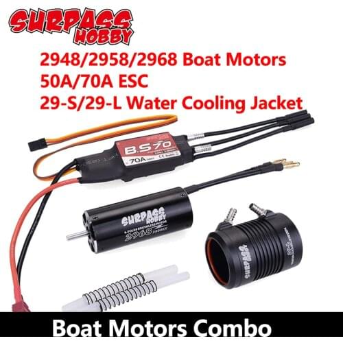 RC Boat Parts 600-800mm 2948 3000/3450KV 2958 3380KV 2968 2800KV Brushless Motor Waterproof 50A 70A ESC Water Cooling Jacket