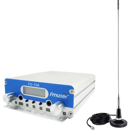 FU-15A 10w 15W FM transmitter broadcast FM exciter with the car sucker antenna and car power adapter
