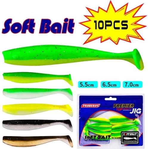 ILure 10Pcs Shad Fishing Lures Soft Baits 55-65-70mm Silicone Wobbler Baits Carp Bass Fishing Soft Lures Artificial Pike Bait