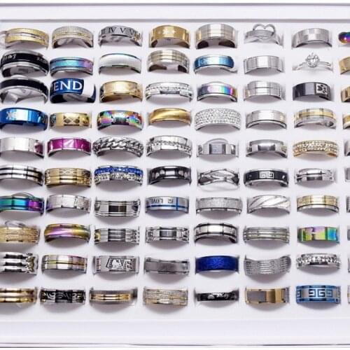 MixMax 500pcs/Lot Stainless Steel Rings Mens Womens Fashion Jewelry Party Ring Mix Styles Wholesale Brand New