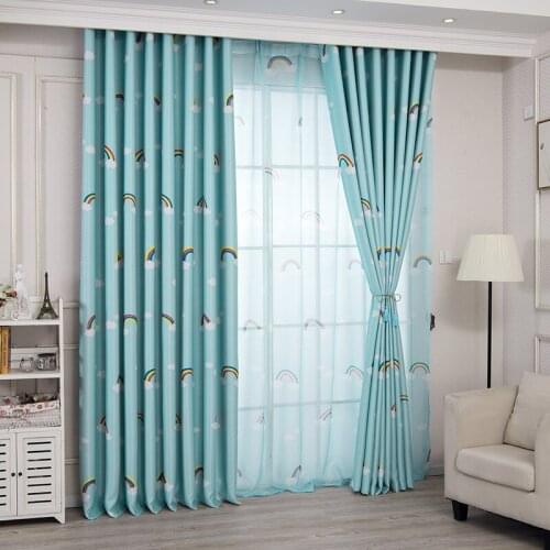 Lovely Rainbow Kids Curtains for Boys Girls Room Children Bedroom Door Window Curtain Panel Drapes Window Treatments Blue Pink