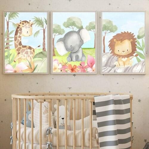 Cute Animal Giraffe Tiger Lion Monkey Zebra Wall Art Canvas Painting Nordic Posters And Prints Wall Pictures For Kids Room Baby