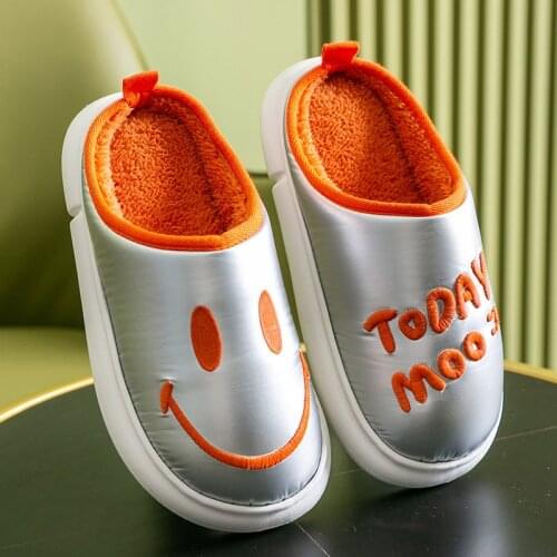 2021 Men Casual Plush Shoes Winter Warm Cartoon Smile Fur Slippers Women Home Indoor Bedroom Footwear zapatillas casa hombre