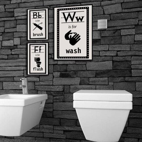 Wash Hand Toilet Toothbrush Wall Art Canvas Painting Nordic Posters And Prints Wall Pictures For Living Room Bathroom Decor