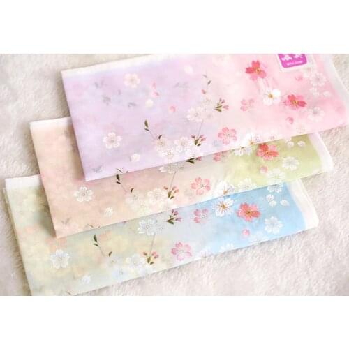 Handkerchiefs 48*48cm Womens Soft Nice Cotton Kerchiefs High Grade Multi-use Square Hankies Embroidery Sakura Best Gifts SY1899