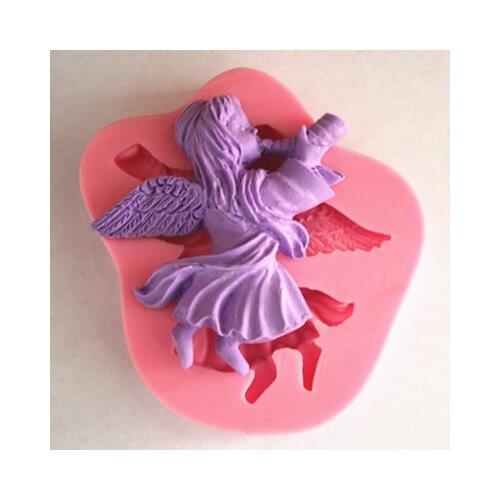 New Angel with bugle cake molds soap chocolate mould for the kitchen baking clay mold FM236
