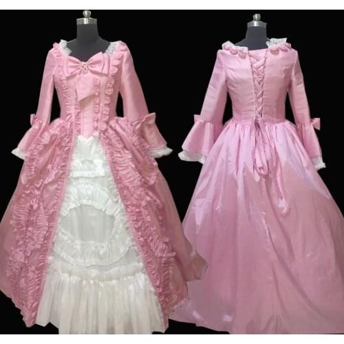 New pink Vintage costumes 18th Duchess Retro medieval Renaissance Reenactment Theatre Civil war Victorian dress D-317