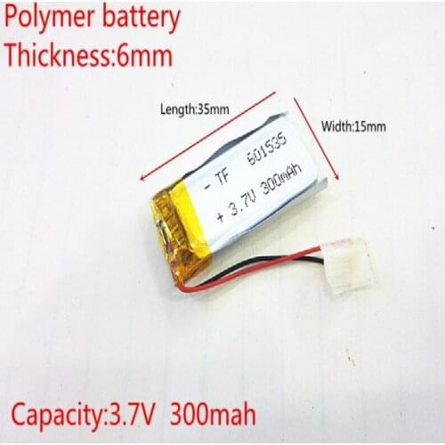 Rechargeable Lithium Li ion Polymer 601535 3.7V 300mAh 601533 Battery For Bluetooth Headset Mouse Bracelet Wrist Watch