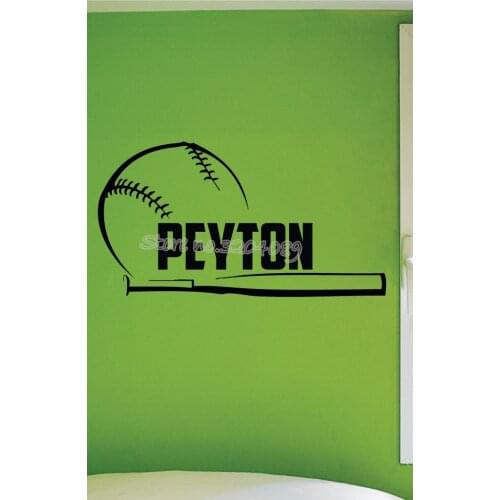 Personalized boys baseball wall decal custom name Boys Design Bedroom Poster Removable Mural home Decor Vinyl wall Sticker EA636