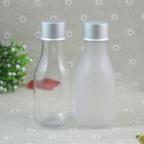 50pc/lot 100ml Plastic Lotion Bottle Screw Cap Clear Empty Container PET Cosmetic Jar Alumunim Cap Refillable Bottle with Seal