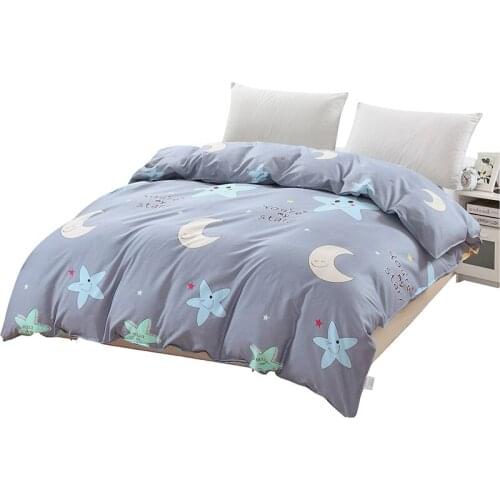 Cartoon blue gray star moon Duvet Cover 1 Piece Cute Quilt Cover for Girl Kids Home Bedding Bedclothes Twin Full Double Queen