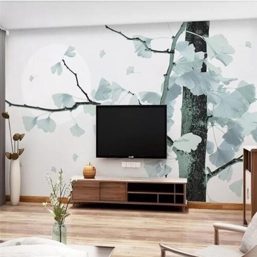 Custom wallpaper new Chinese Nordic style ginkgo modern minimalist wall decoration waterproof material