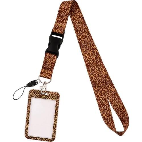 JF0278 Cell Phone Straps New Fashion Classic Leopard Print Lanyard ID Badge Holder Animal Phone Neck straps with Keyring