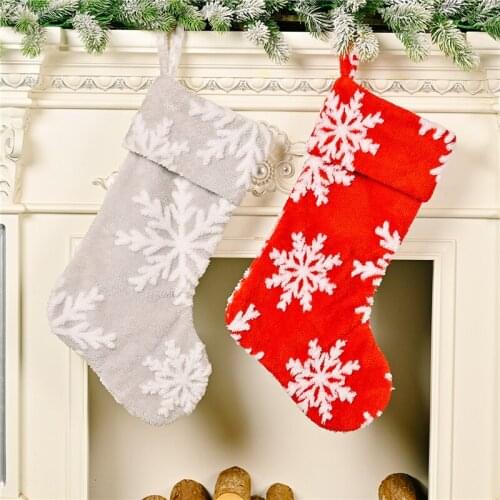 Christmas Stockings White Stamping Snowflake Xmas Ornaments Christmas Pendant Christmas Tree Decorations Noel Gift Socks