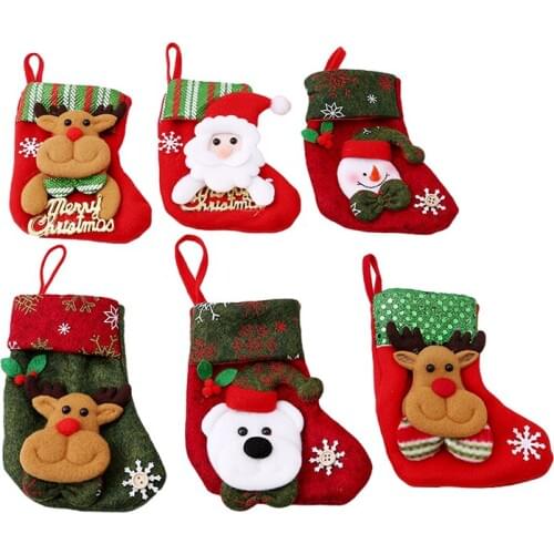Christams Stockings New Year Candy Bag Xmas Decoration Gifts Santa Claus Socks Ornament Gift Storage Bag