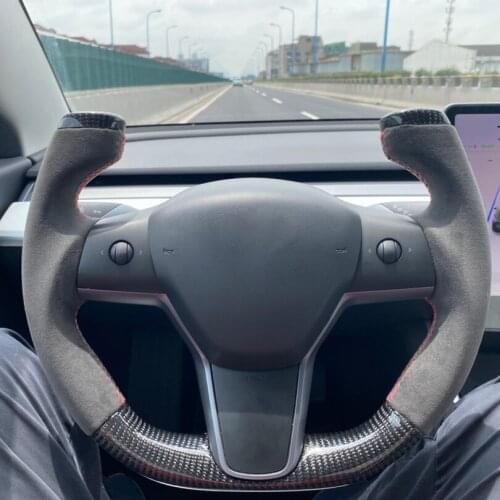 Pilot Shape 100% Real Carbon Fiber Steering Wheel Compatible For Tesla Model 3 Special Design 2017 2018 2019 2020 2021