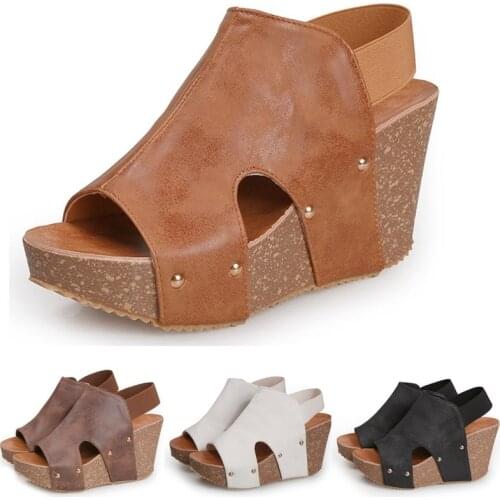 Women Summer Ankle Strap Platform Wedge Sandals Thick Gladiator Genuine Leather platform sandals High-heeled Shoes Dropshipping