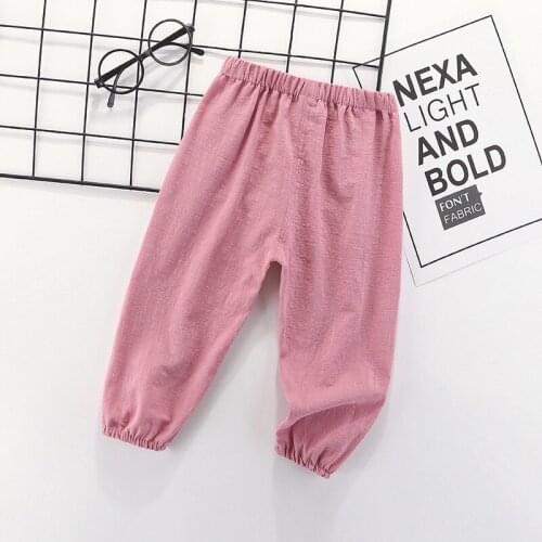 Toddler Pants Boy Girl Summer Solid Color Linen Printed Trousers Children Fashion Pants for Baby Boys Pants Casual Casual Pants
