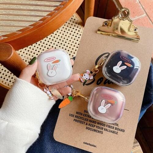 For Samsung Galaxy Buds PRO /Buds Live CoverTransparent Cute rabbit cartoon carrot Keyring Silicone Earphones Cover