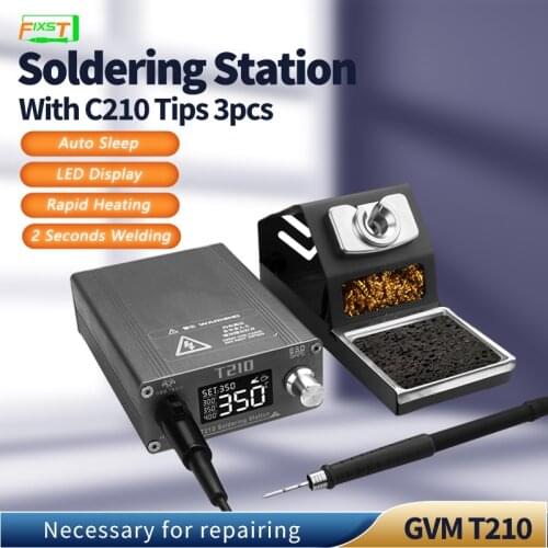 SUNSHINE GVM T210 LED Display Auto Sleep Soldering Station 2 Seconds Welding For Mobile Phone Repair Tools Whith C210 Tips