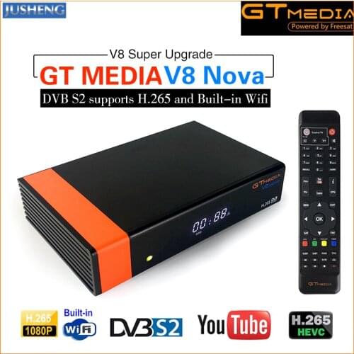GTMedia V8 Nova DVB-S2 Satellite Receiver H.265 built-in WIFI Support Ccam Clines PowerVu DRE &Biss key ,WEB TV,Youtube 1080P