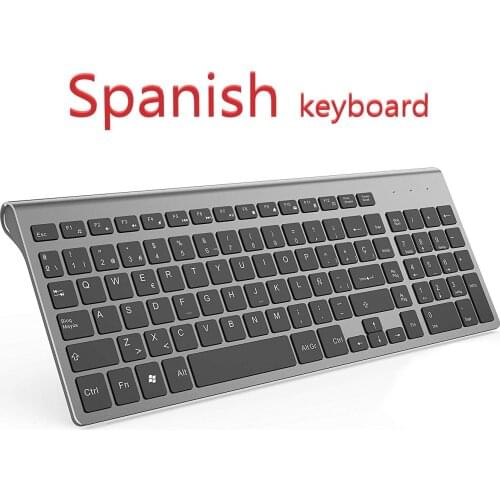 Spanish Wireless Keyboard 101 keys Ergonomic mute keys 2.4G wireless portable with small numeric keypad for home office meetings