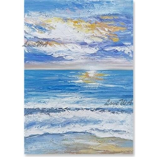 Heavy Texture Acrylic Art Abstract Outdoor Sunset Scenery Oil Painting Wall Decor Canvas Picture Free Shipping Wall Painting Art